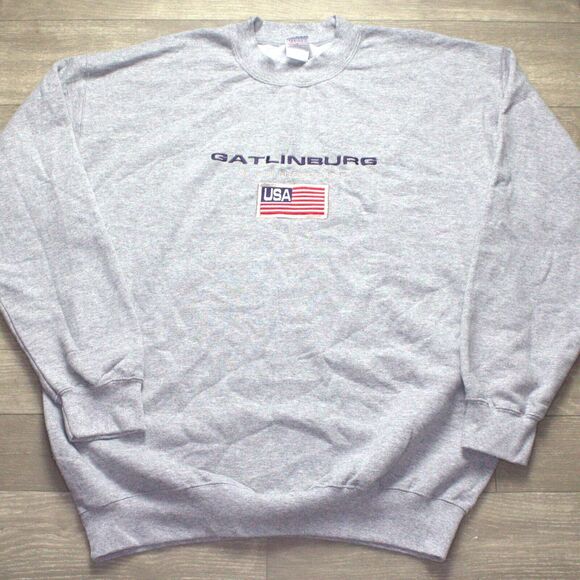 Vintage Gatlinburg Tennessee Sweatshirt Men's Large Gray Sweater USA Made - Picture 1 of 3